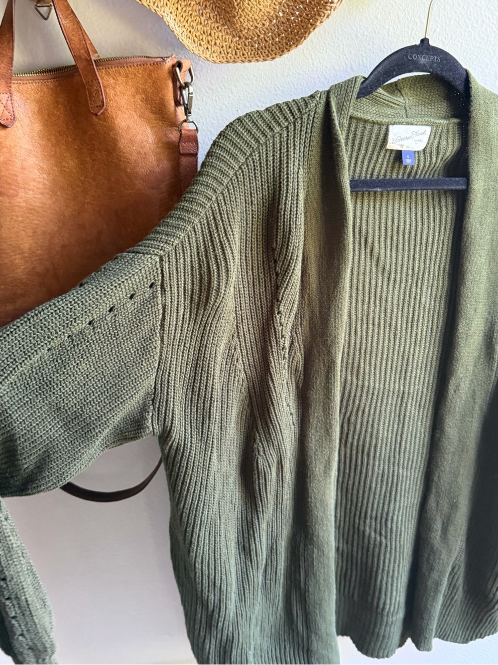 Universal Thread Olive Green Open-Front Ribbed Cardigan - Picture 3 of 8